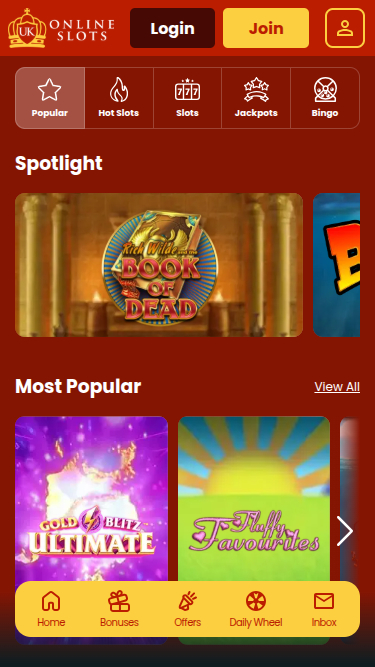 Jeux mobiles de UK Online Slots