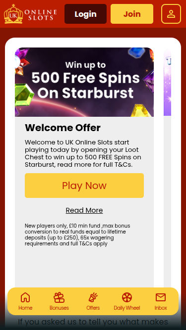 Promotions mobiles de UK Online Slots