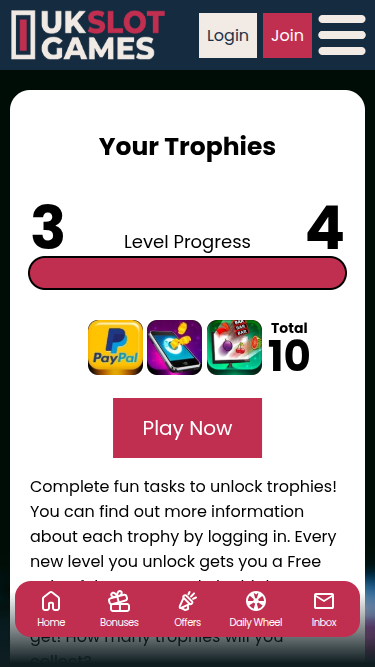 Trofeos móviles de UK Slot Games