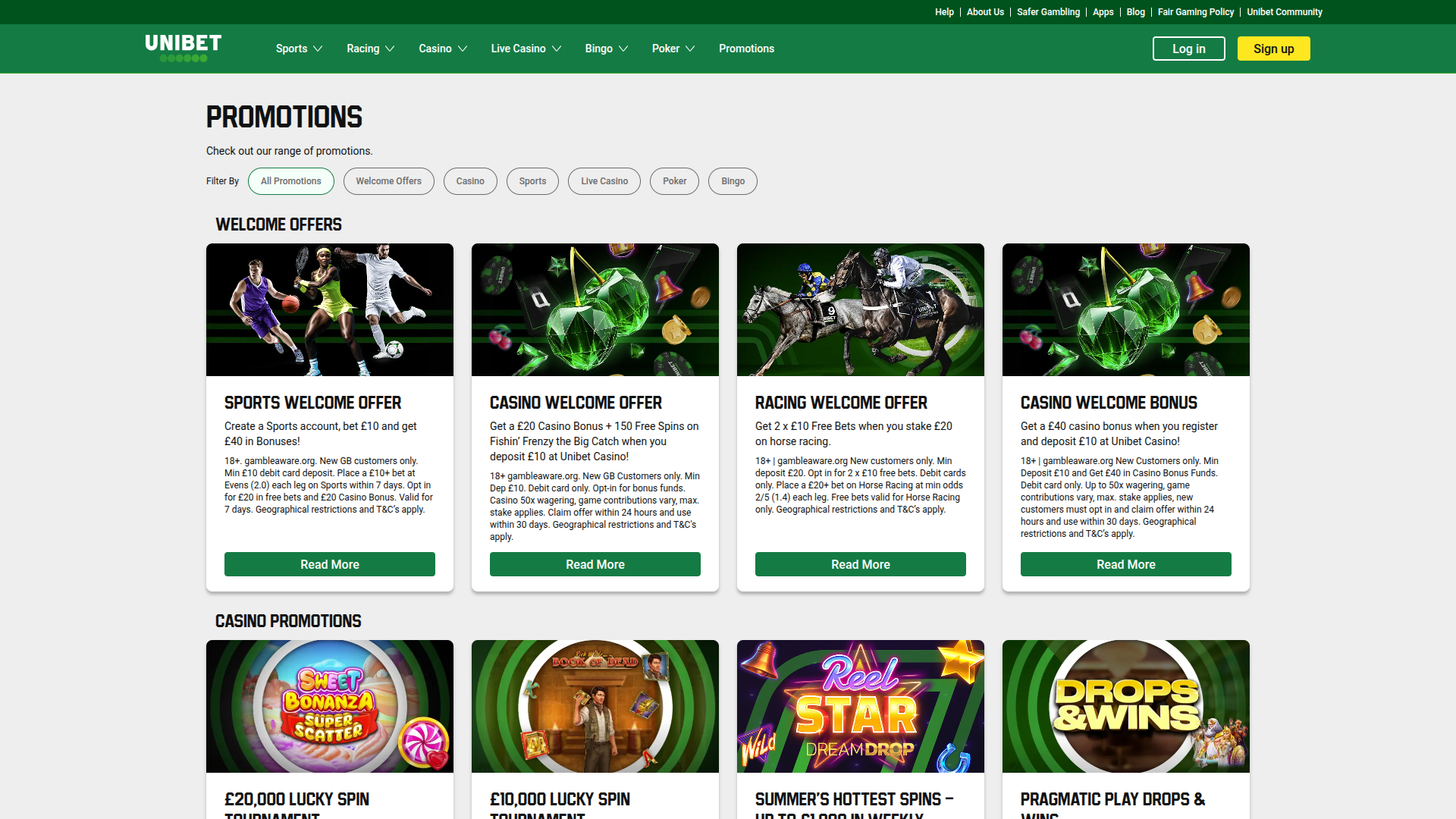 Promotions sur ordinateur de Unibet Casino