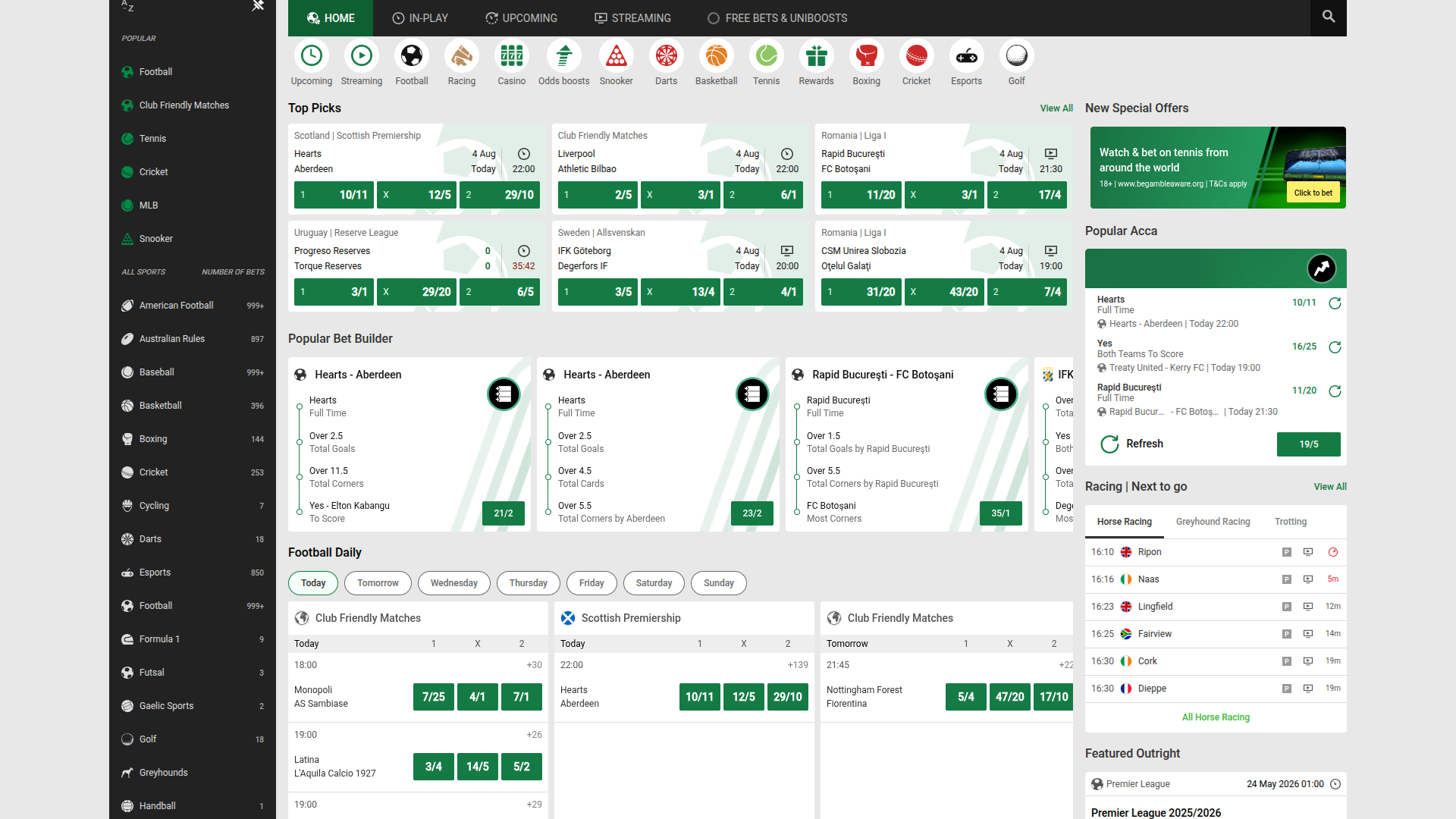 Sports sur ordinateur de Unibet Casino