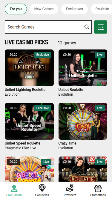 Croupier en direct mobile de Unibet Casino