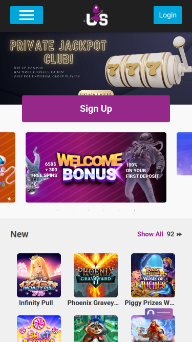 Universal Slots mobile Startseite