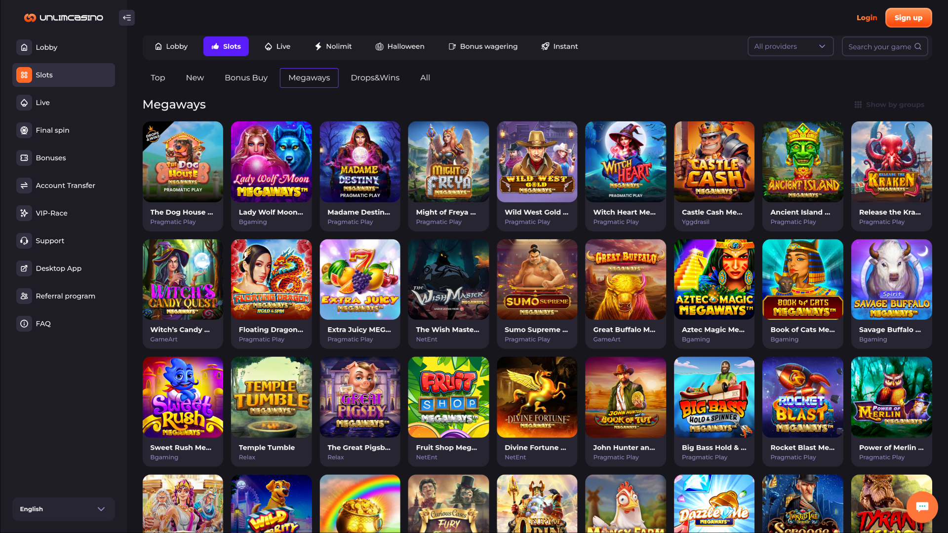Unlim Casino Desktop Megaways