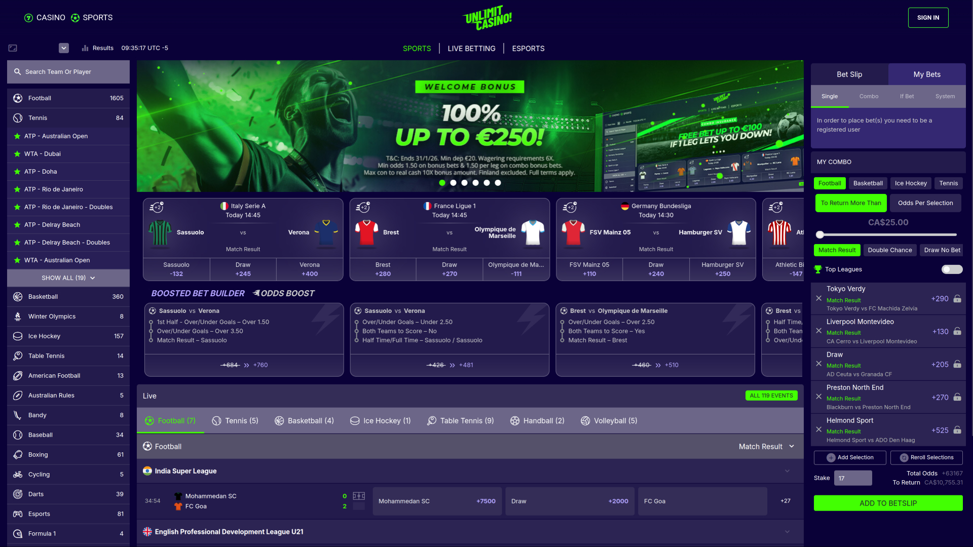 Unlimit Casino Desktop Sports