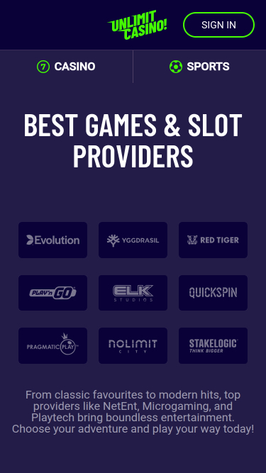 Unlimit Casino Mobile Game Developers