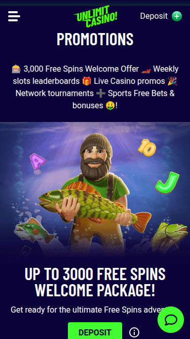 Promociones móviles de Unlimit Casino