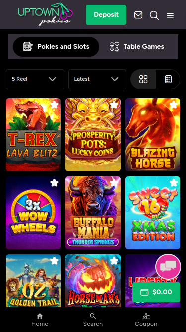UpTown Pokies Casino Mobile Games