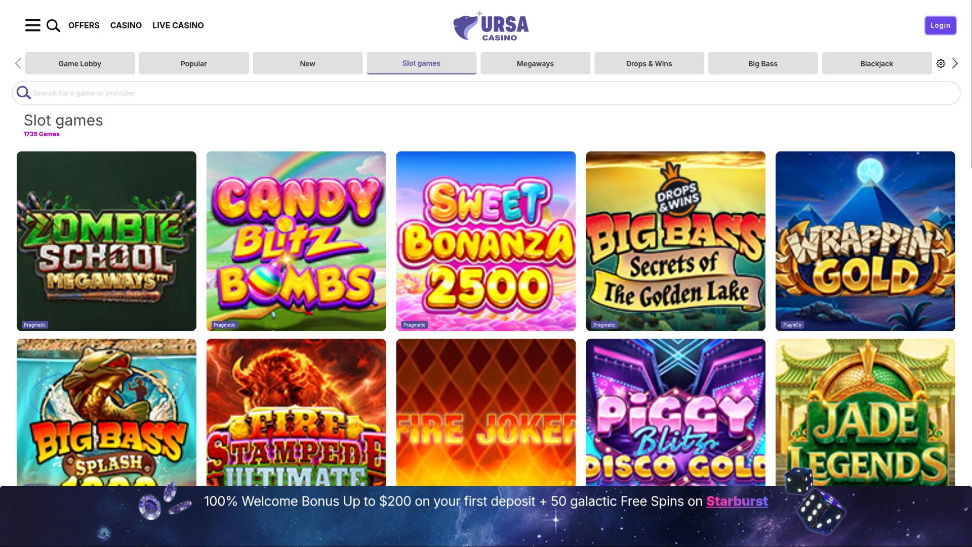 Jeux de casino Ursa sur ordinateur