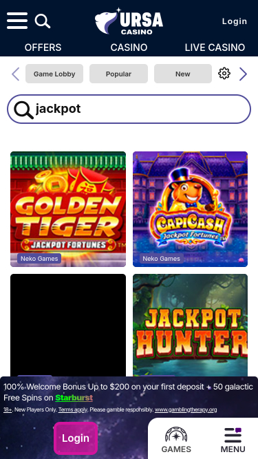 Jackpot mobile du casino Ursa