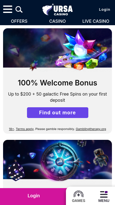 Promotions mobiles du casino Ursa