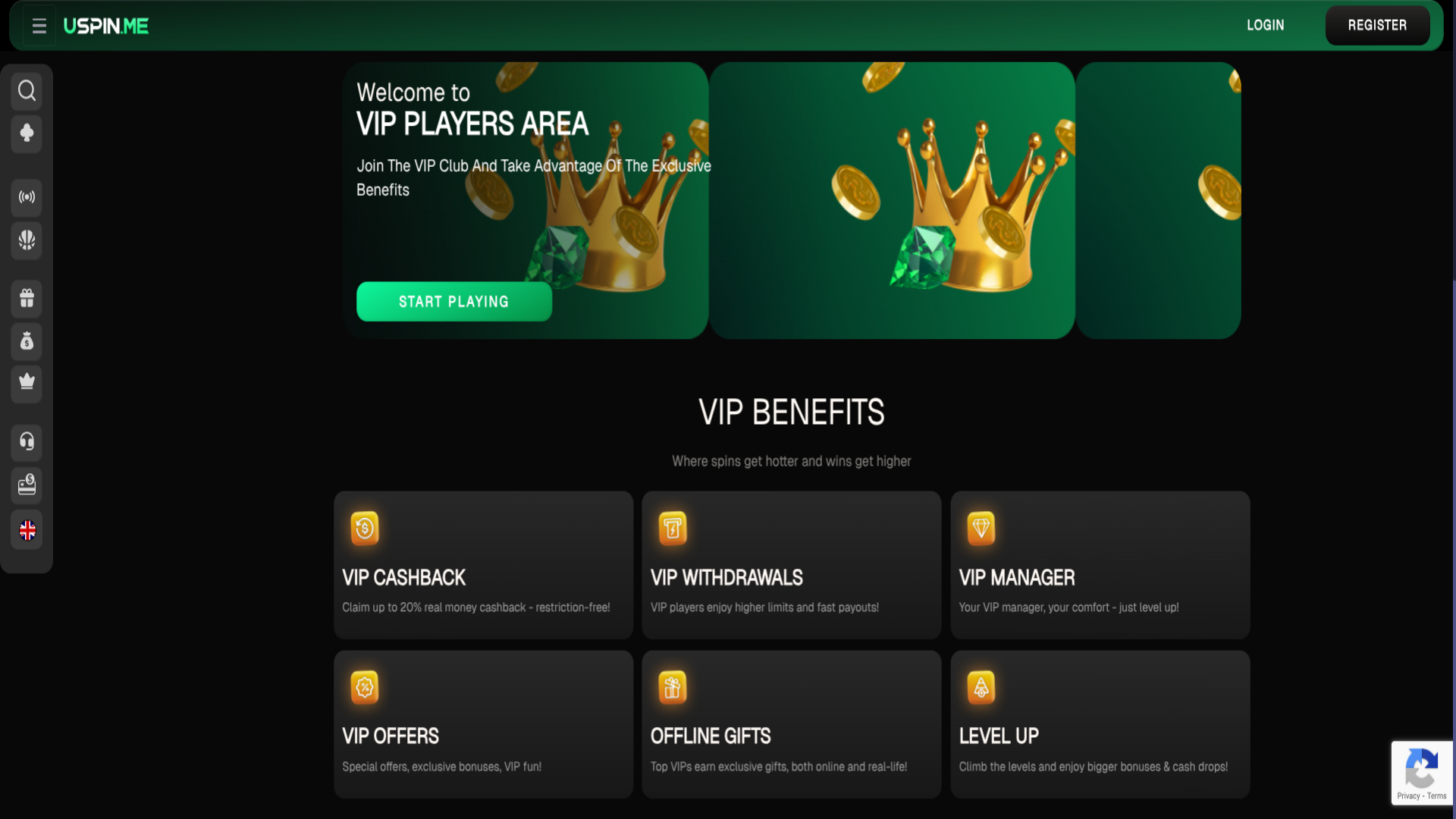 VIP screenshot of Uspin Casino for Desktop
