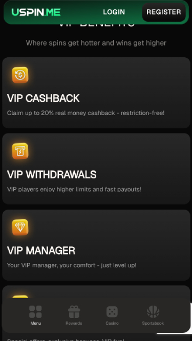 VIP screenshot of Uspin Casino for Mobile