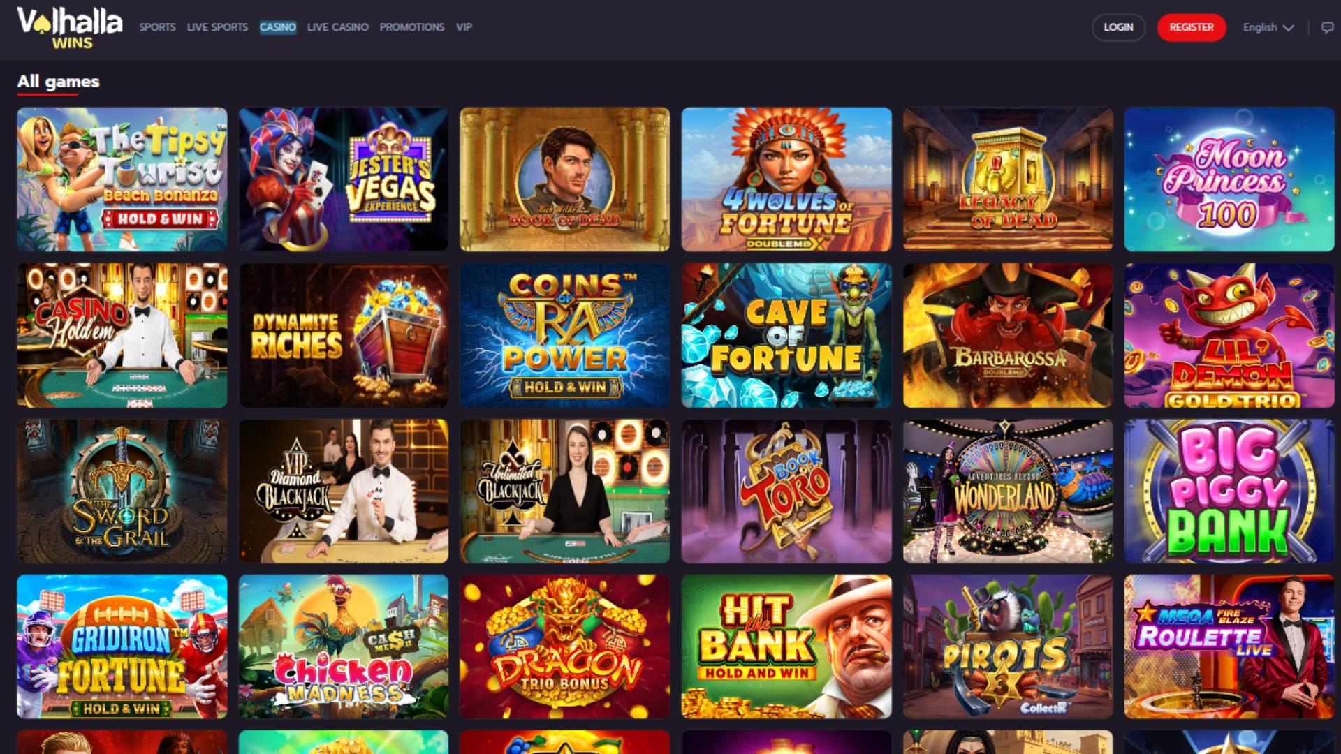 ValhallaWins Casino Desktop Games