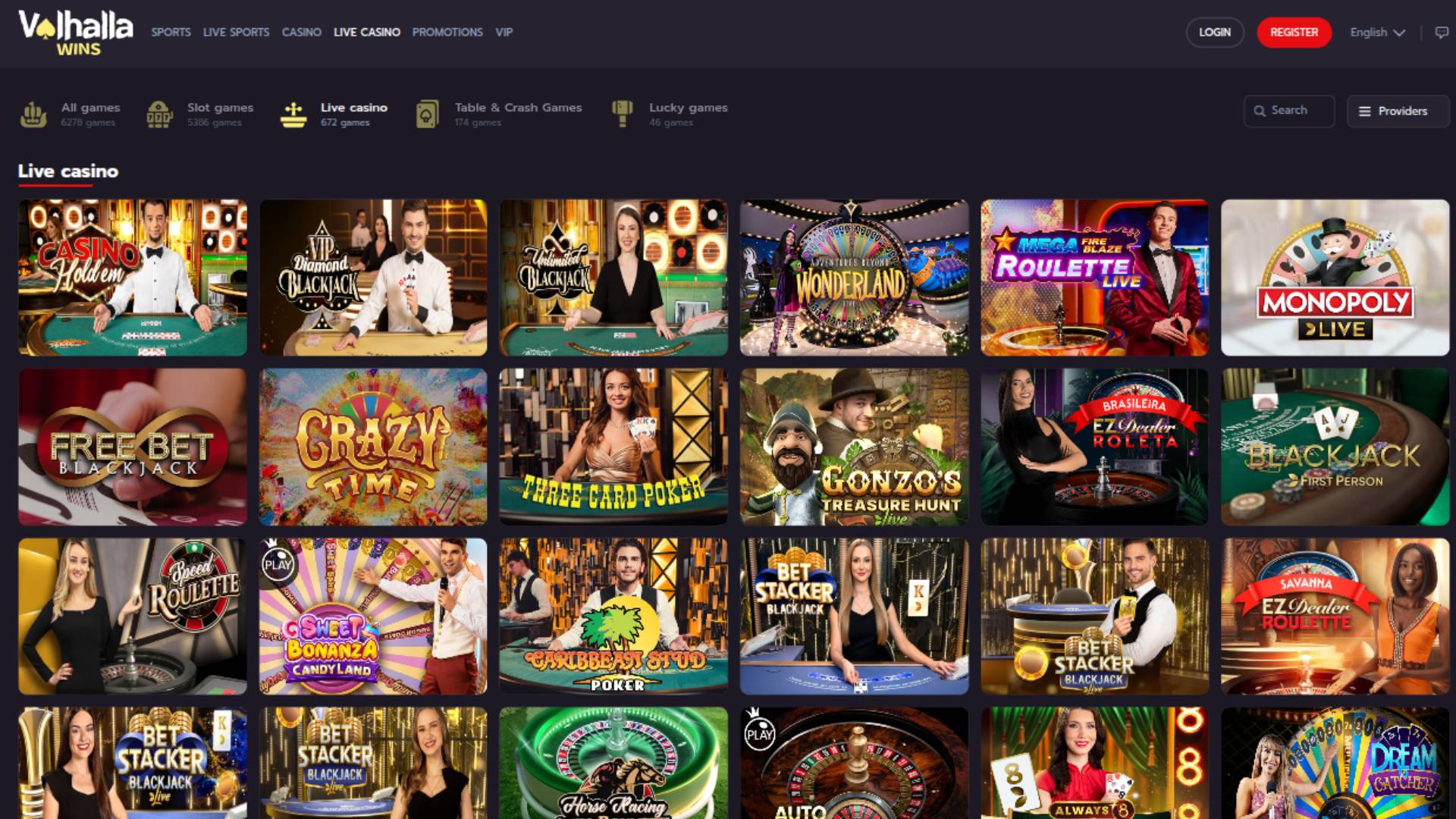 ValhallaWins Casino Desktop Live Dealer