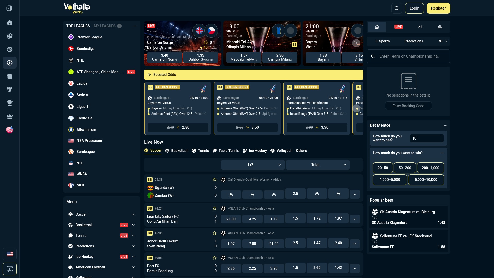 ValhallaWins Casino Desktop-Sport