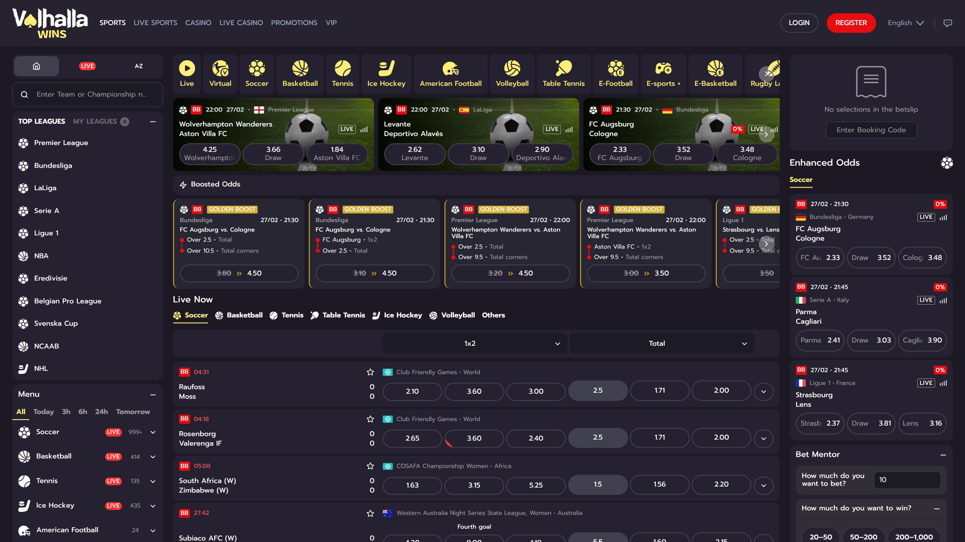 ValhallaWins Casino Desktop Sports