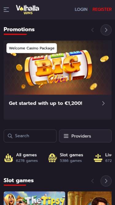 Page d'accueil du casino ValhallaWins