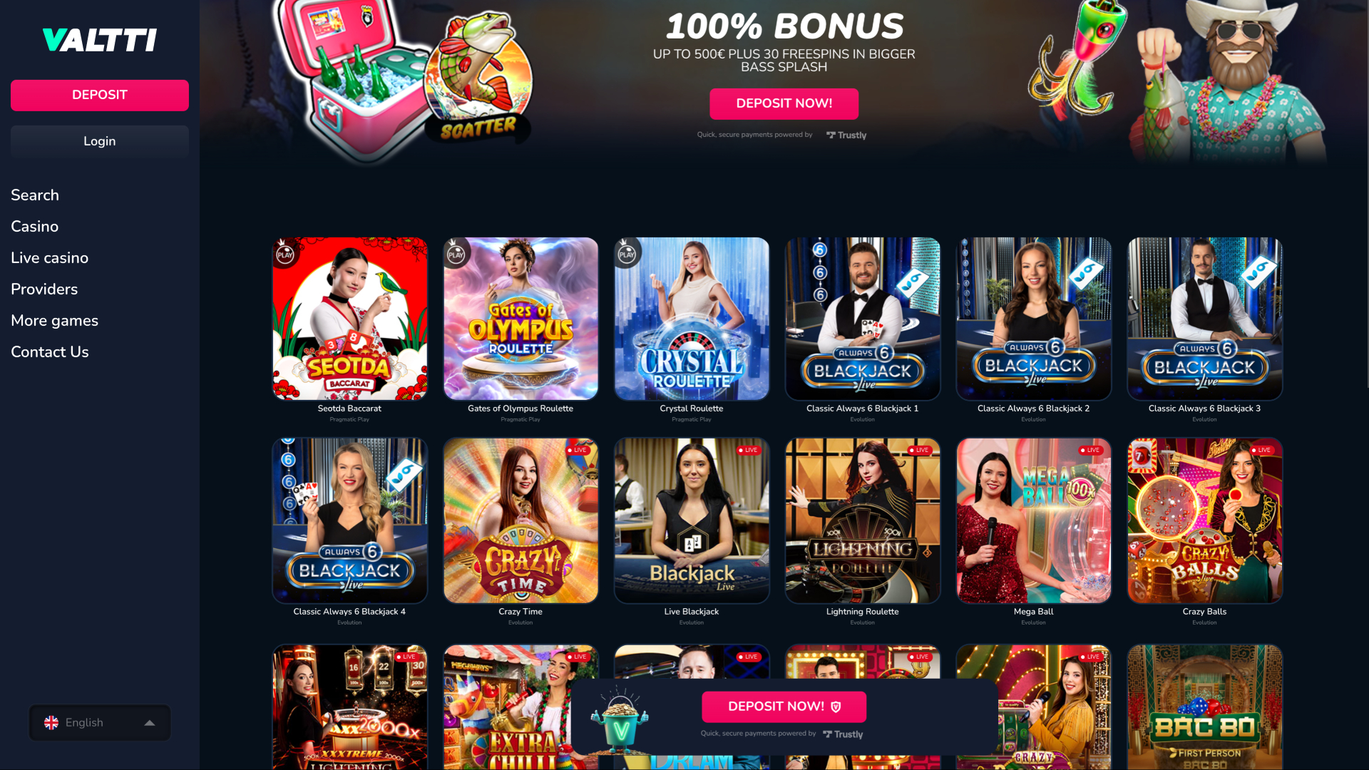 Croupier en direct de bureau Valtti Casino