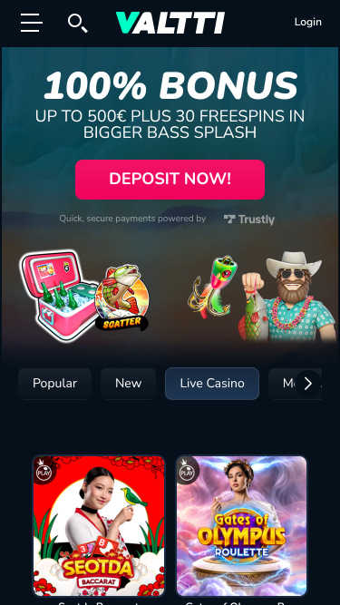 Valtti Casino Croupier en direct mobile