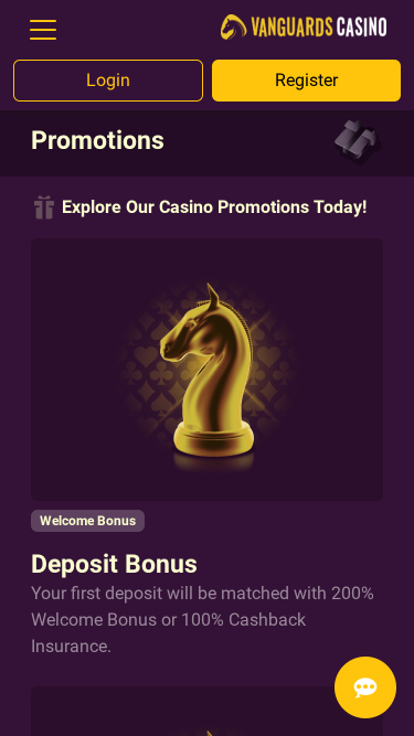 Promotions mobiles du casino Vanguards