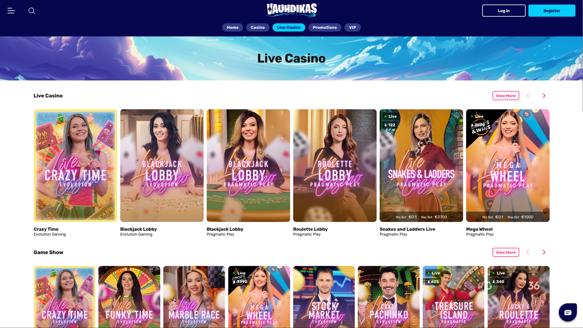 Vauhdikas Casino Desktop Live Dealer