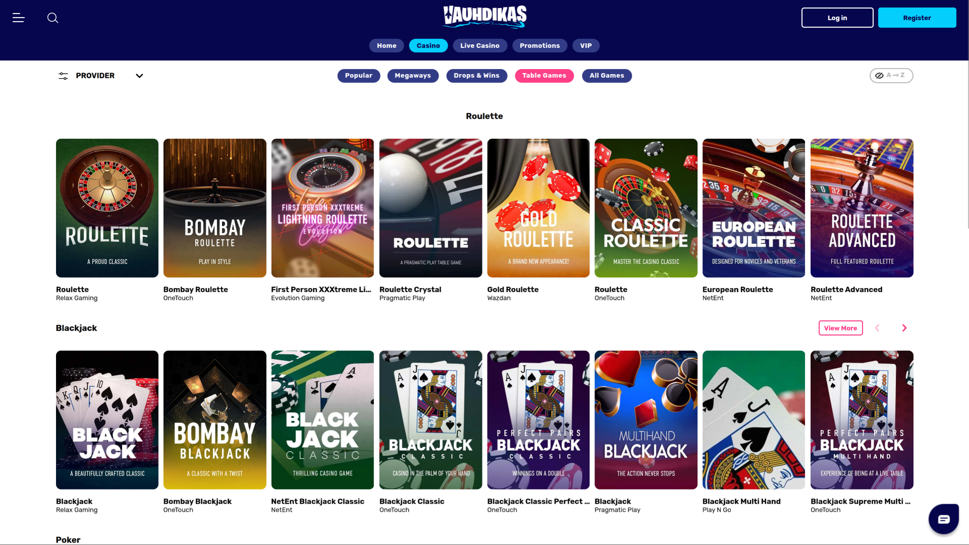 Vauhdikas Casino Desktop Table Games