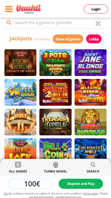 Vauhti Kasino Mobile Jackpot