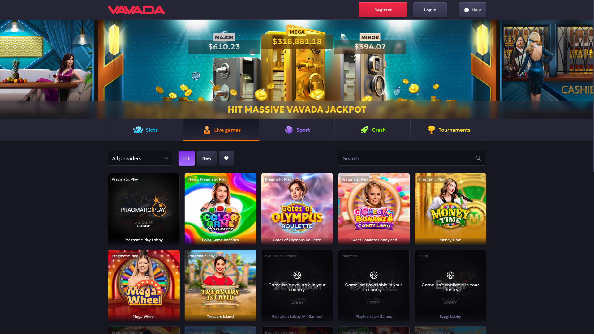 Vavada Casino Desktop Live-Dealer