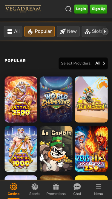 Jeux mobiles de casino Vegadream