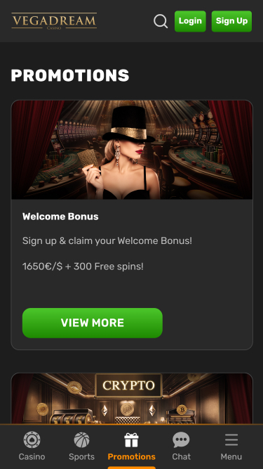 Promotions mobiles du casino Vegadream