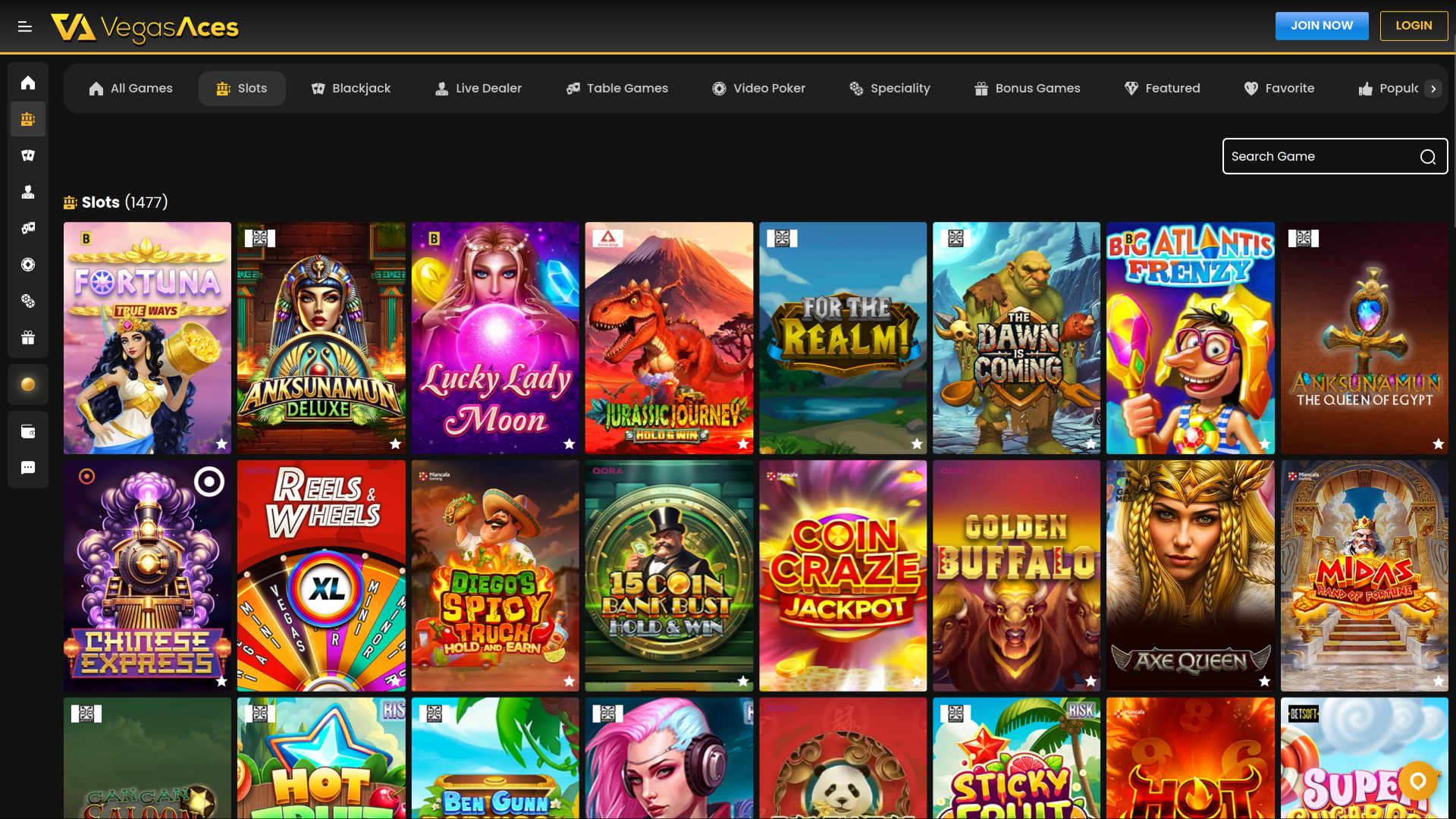 Jeux de casino Vegas Aces sur ordinateur