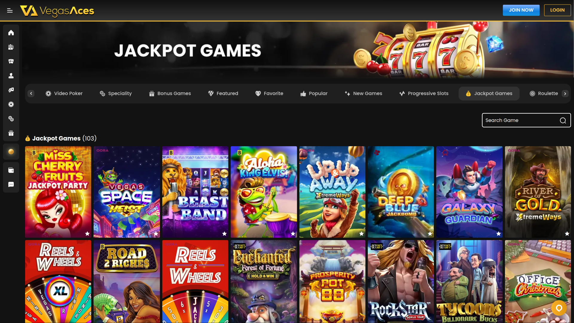 Jackpot du casino Vegas Aces sur ordinateur
