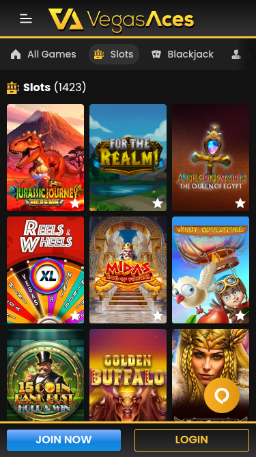 Jeux mobiles de Vegas Aces Casino