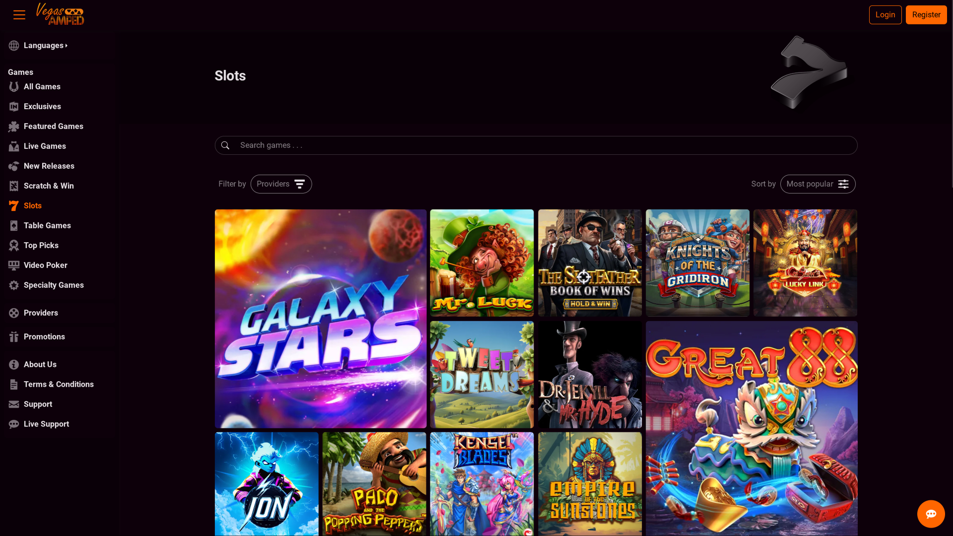 Vegas AMPED Casino Desktop Games