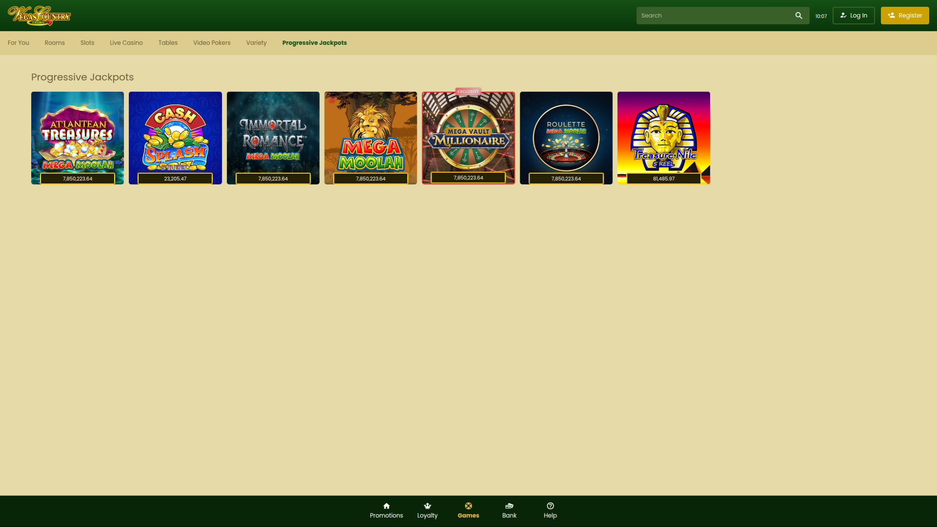 Jackpot de escritorio del Vegas Country Casino