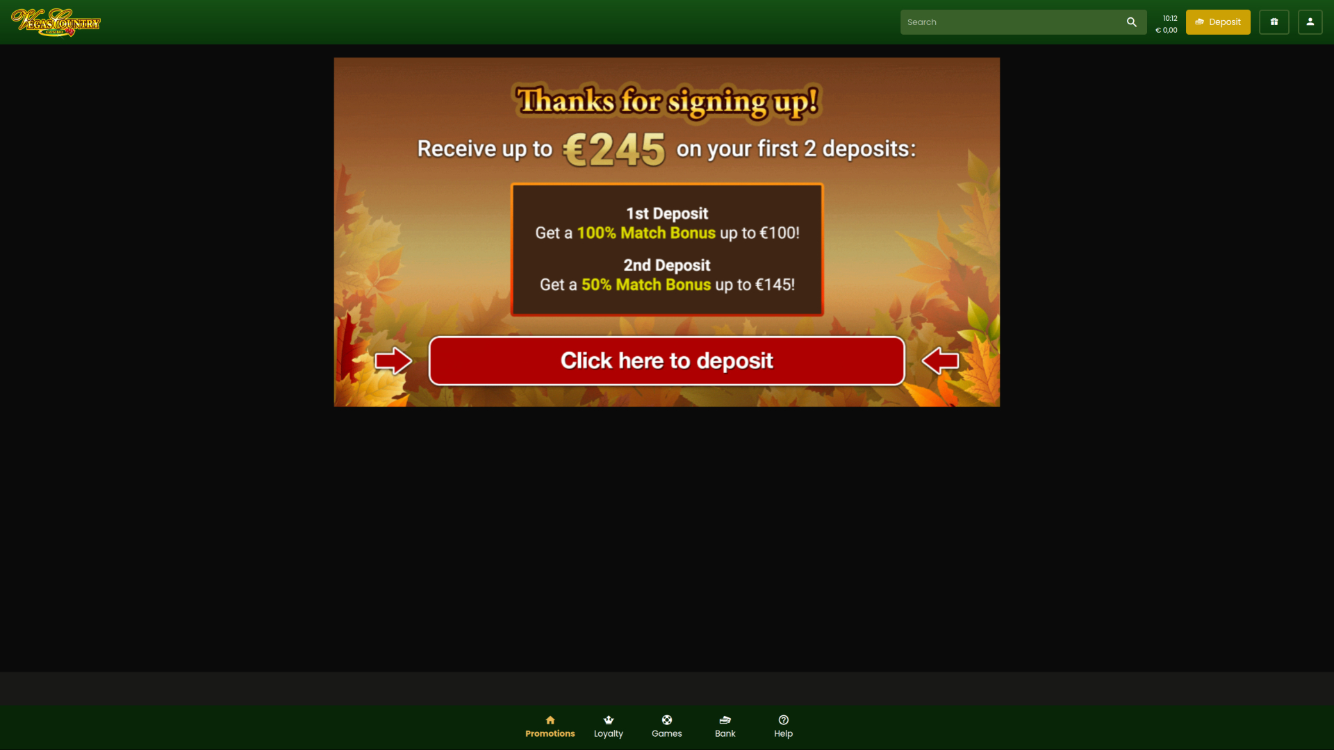 Promociones de escritorio de Vegas Country Casino