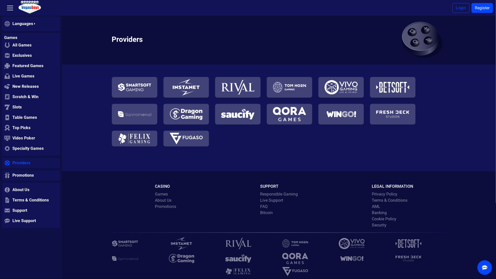 Développeurs du jeu de casino Vegas Days pour ordinateur