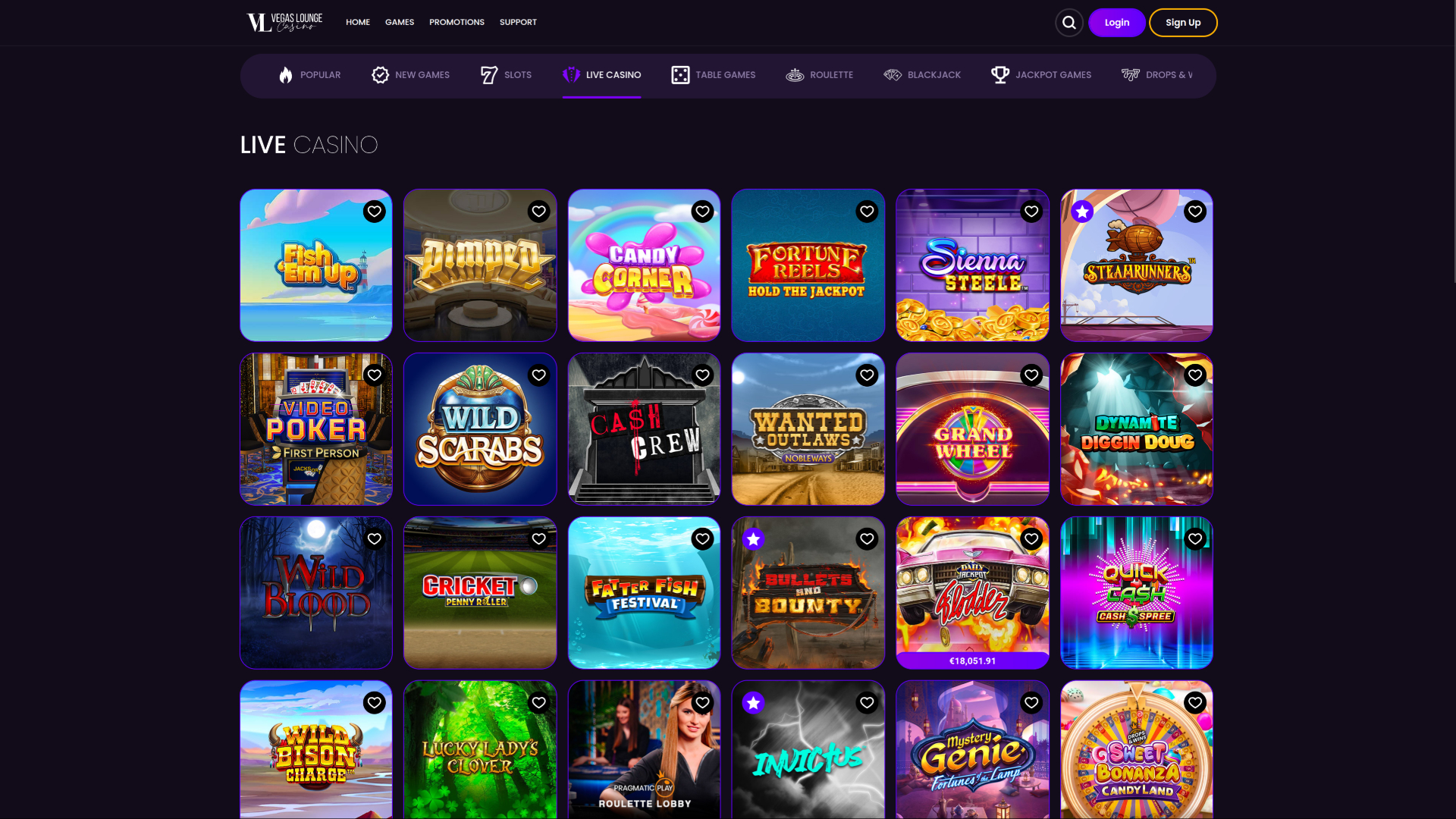 Vegas Lounge Casino Desktop Live Dealer