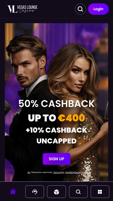 Vegas Lounge Casino Mobile Homepage