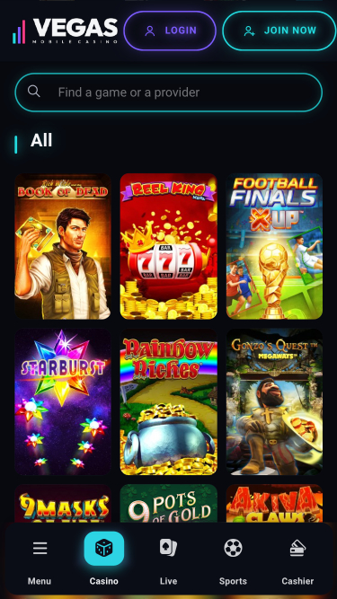 Juegos móviles de Vegas Mobile Casino