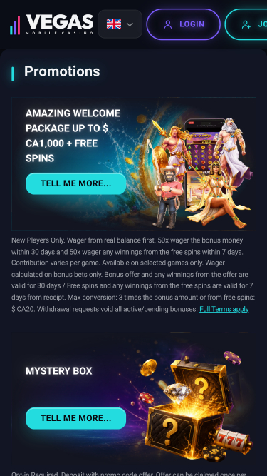 Promociones móviles del casino móvil de Las Vegas