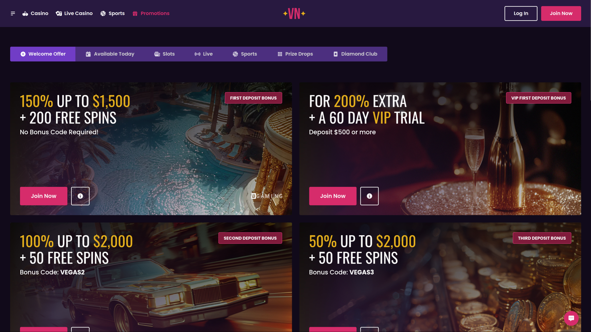 Promotions Vegas Now Casino sur ordinateur