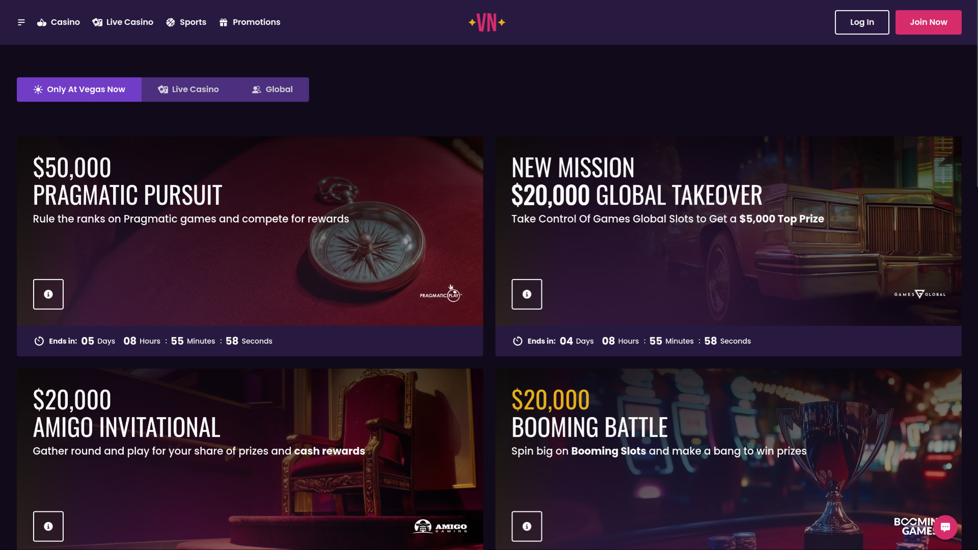 Tournois de casino Vegas Now sur ordinateur