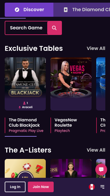 Casino mobile Vegas Now avec croupier en direct