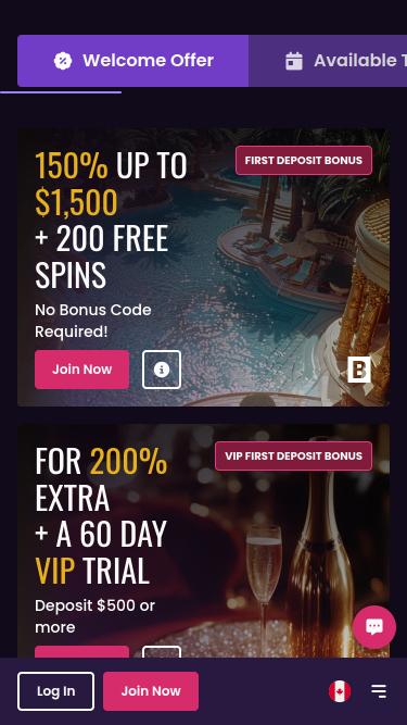 Promotions mobiles du casino Vegas Now