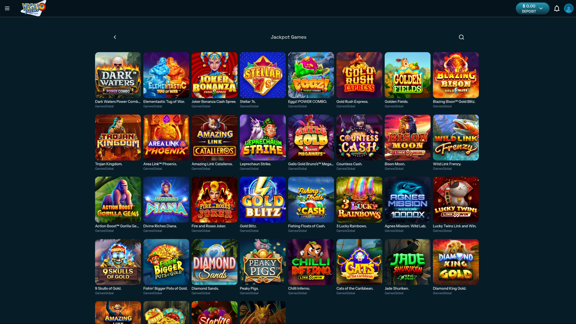 Jackpot de Vegas Palms Casino sur ordinateur