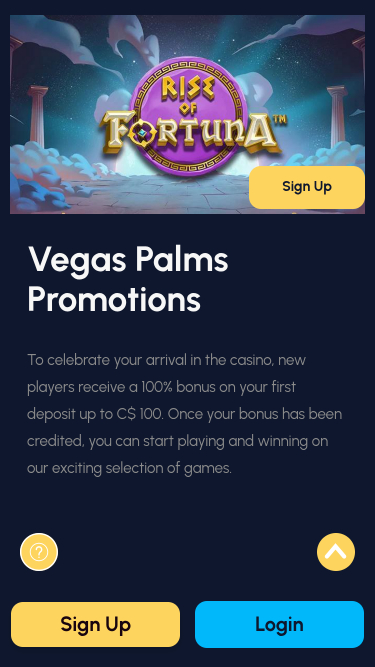 Promociones móviles del casino Vegas Palms
