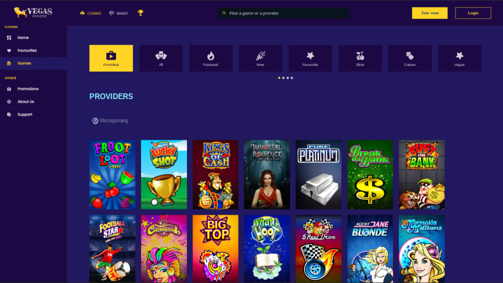 Développeurs de jeux de bureau de Vegas Paradise Casino