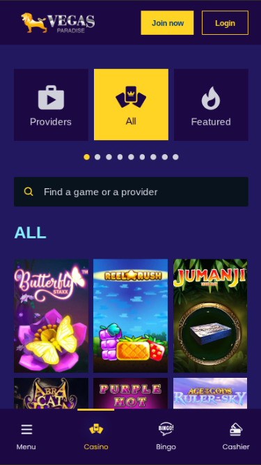 Jeux mobiles de Vegas Paradise Casino